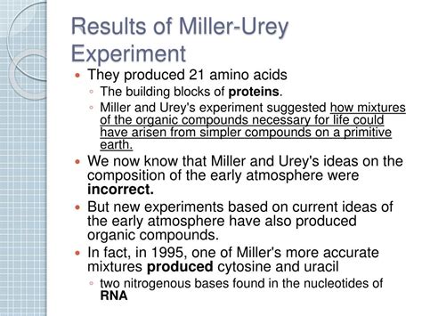 miller urey experiment results|Message in a bottle: revisiting the origin of life .